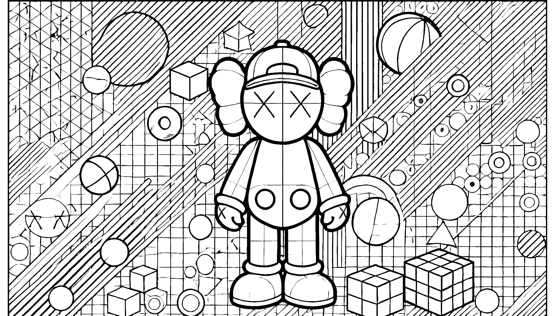 coloriage Kaws à imprimer pour enfant de 3 ans