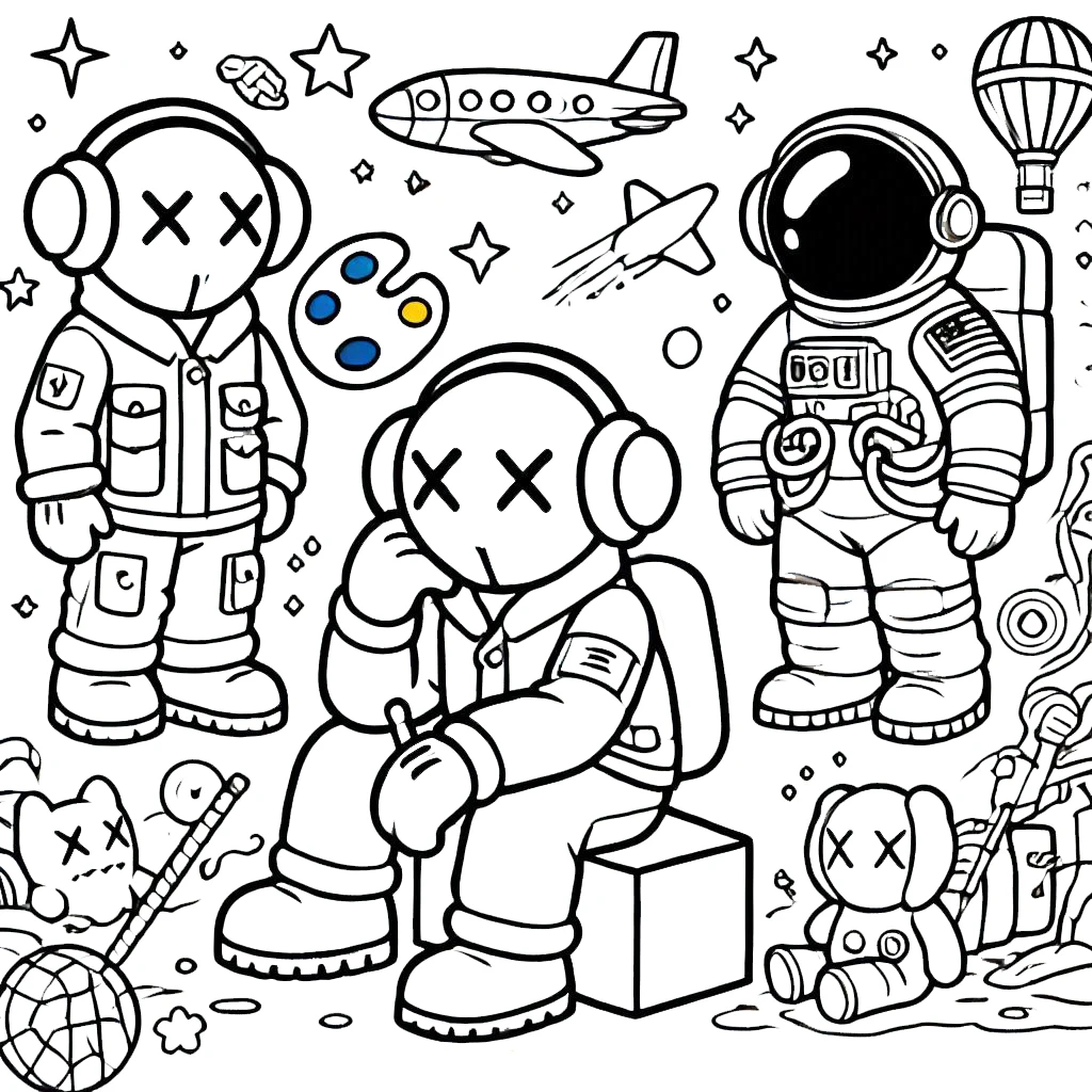 coloriage Kaws à imprimer kawaii 1