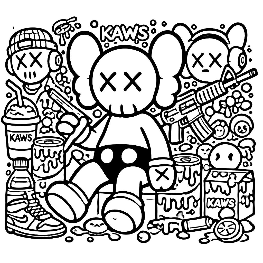 coloriage Kaws en ligne pour enfant