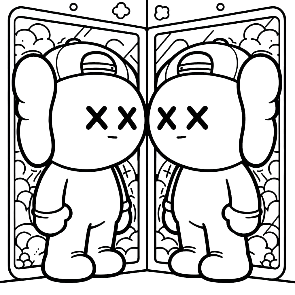 coloriage Kaws a imprimer pour enfant de 4 ans 1