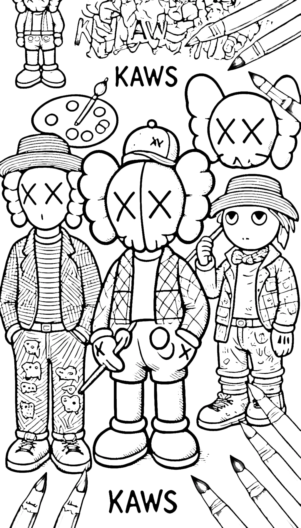 coloriage Kaws à imprimer pdf gratuit