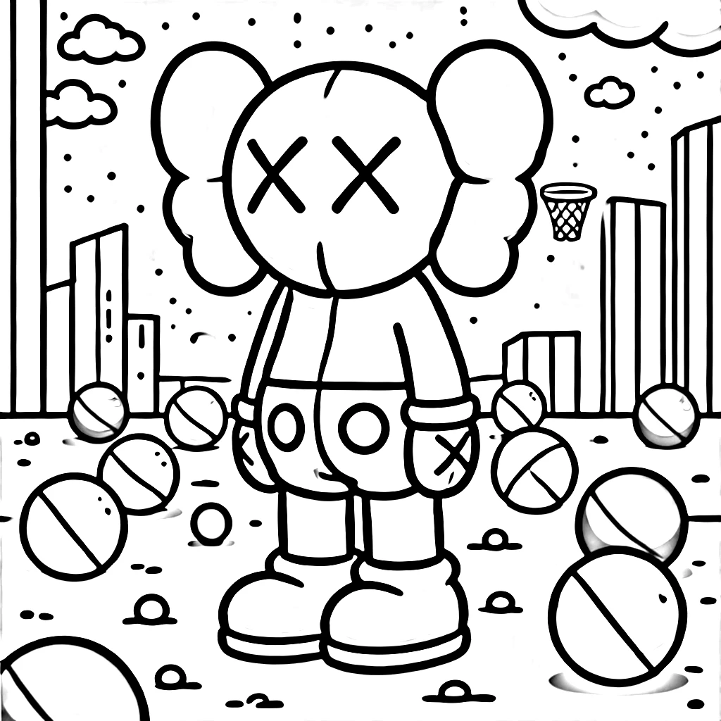 coloriage Kaws pour enfants a imprimer gratuit