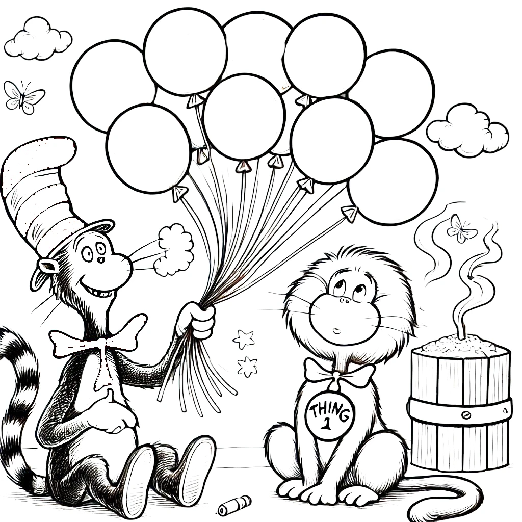 coloriage Le Chat chapeauté pour enfant de 2 ans