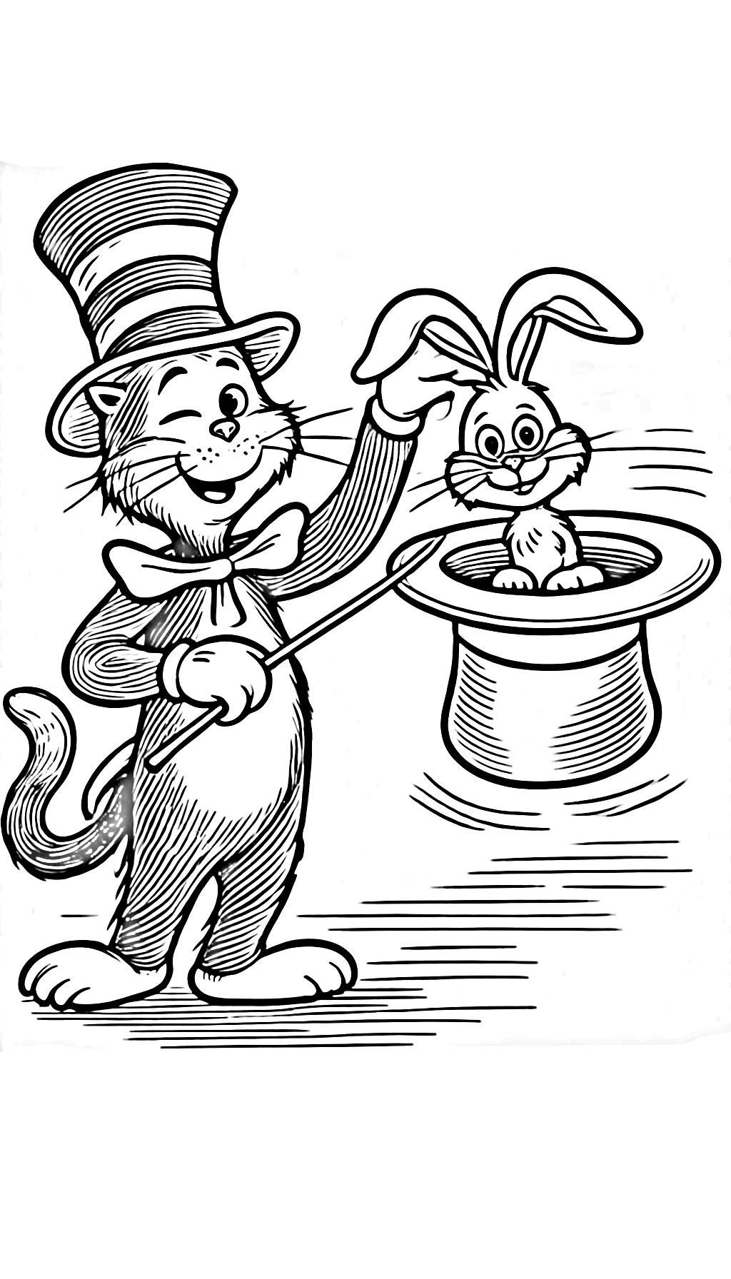 a imprimer coloriage Le Chat chapeauté gratuit