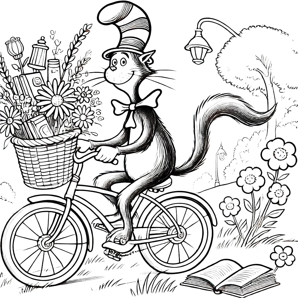 coloriage Le Chat chapeauté a imprimer gratuitement