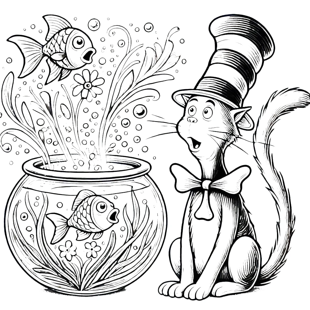 coloriage Le Chat chapeauté et decoupage a imprimer gratuit