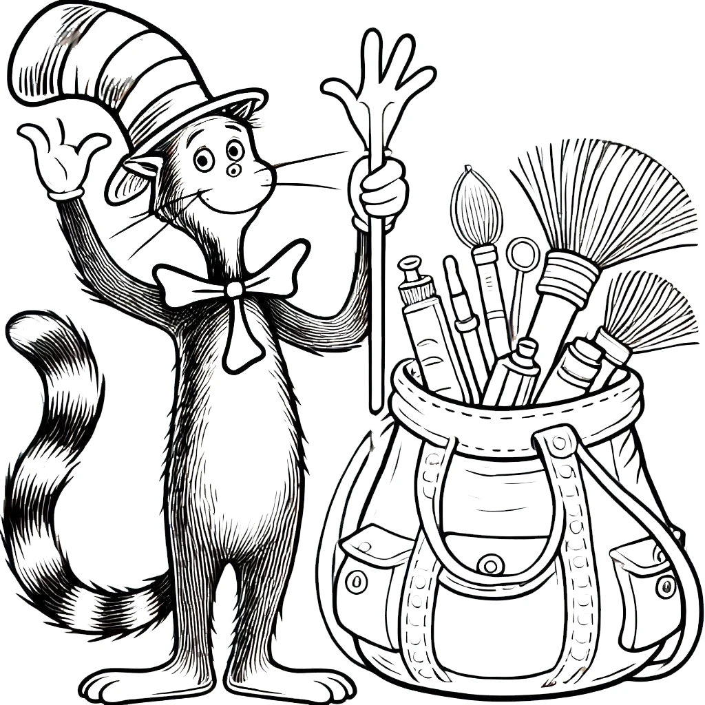 coloriage Le Chat chapeauté gratuit