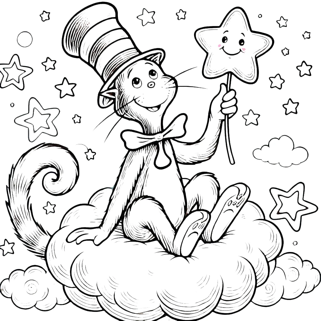 coloriage Le Chat chapeauté à imprimer pour enfant de 10 ans