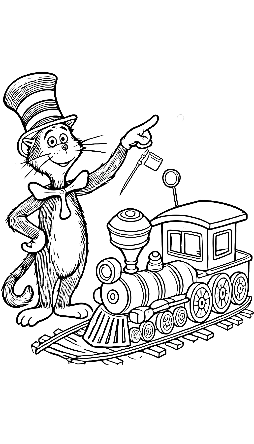 coloriage Le Chat chapeauté a imprimer pour enfant de 4 ans