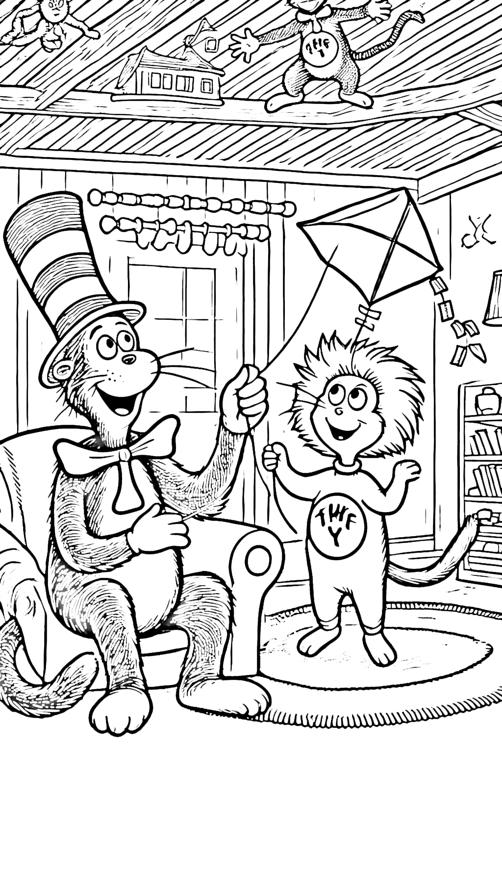 coloriage Le Chat chapeauté et découpage à imprimer