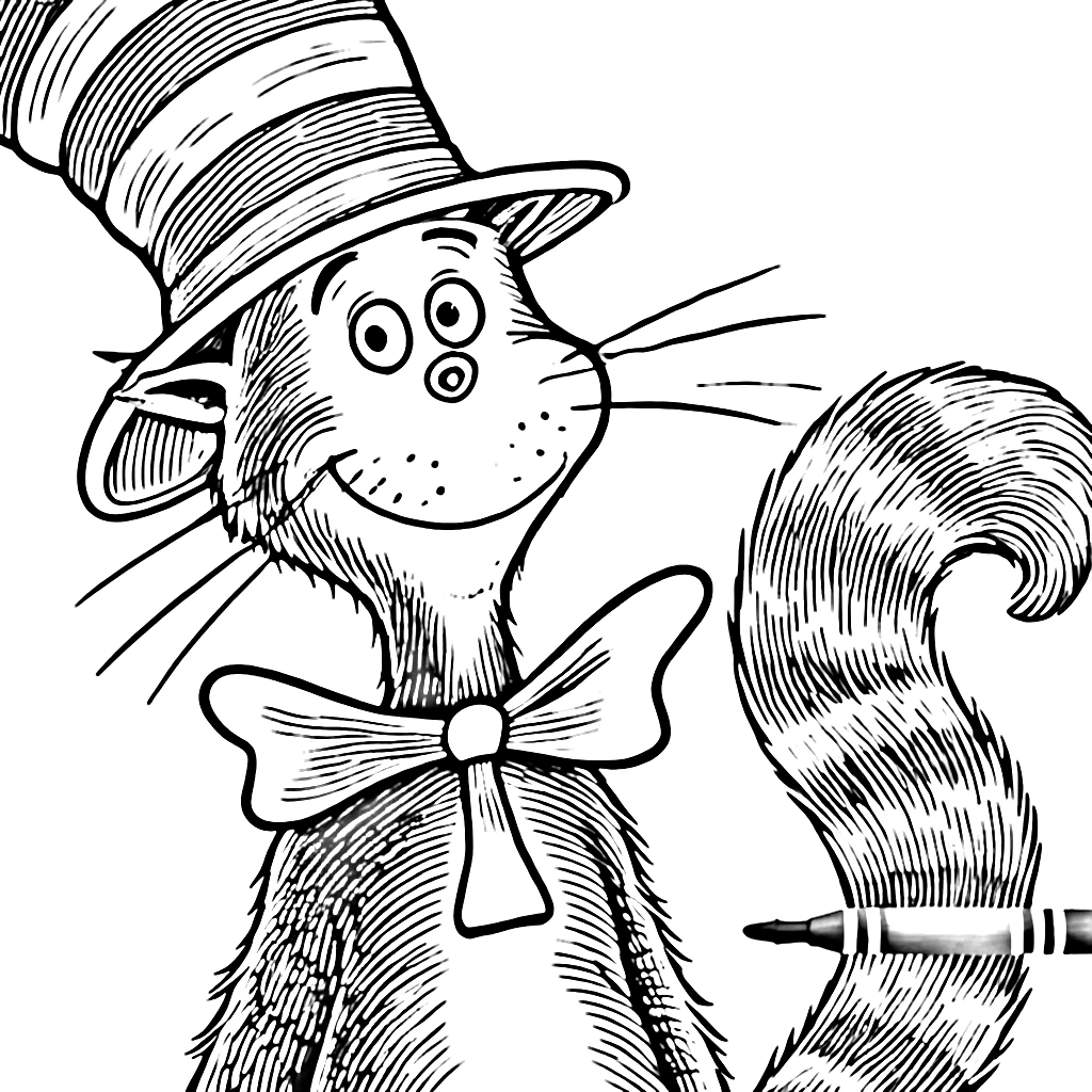 coloriage Le Chat chapeauté gratuit 1