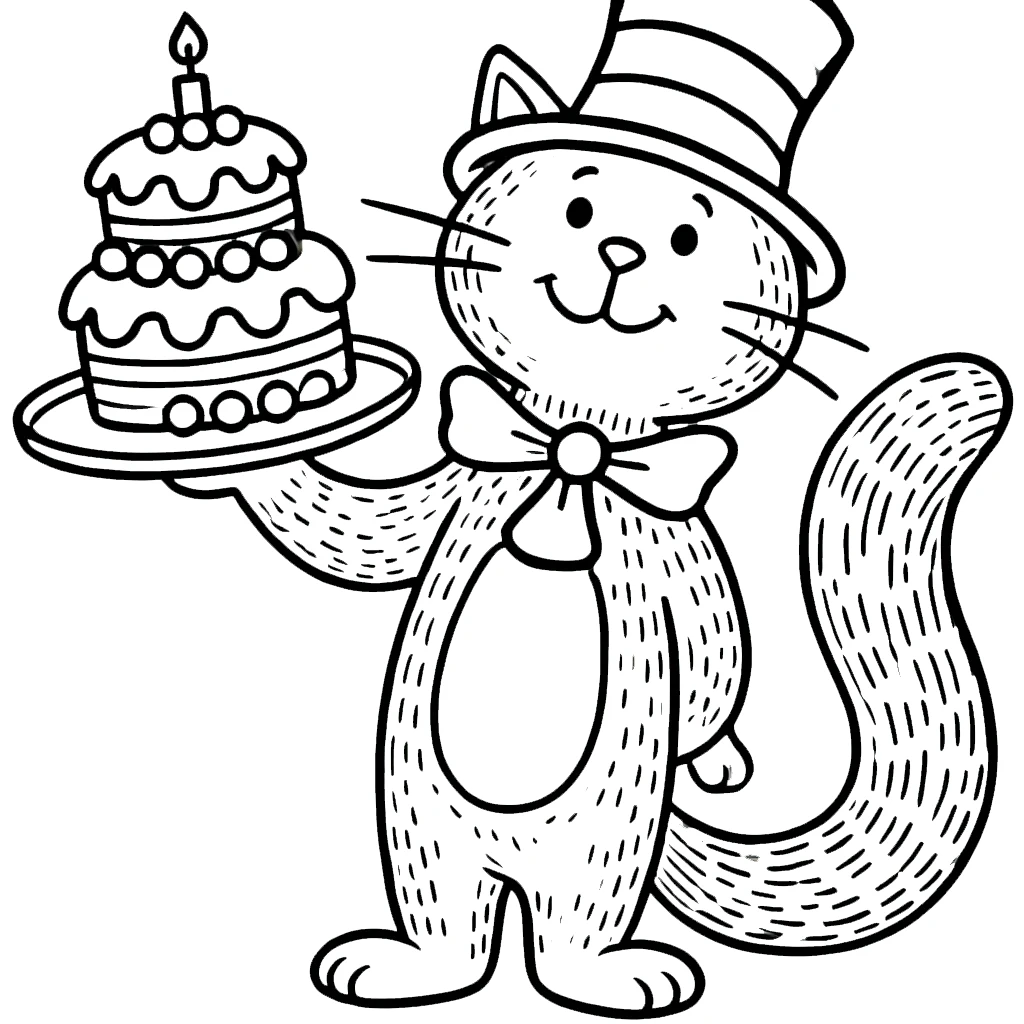 coloriage Le Chat chapeauté à imprimer pour enfant de 7 ans