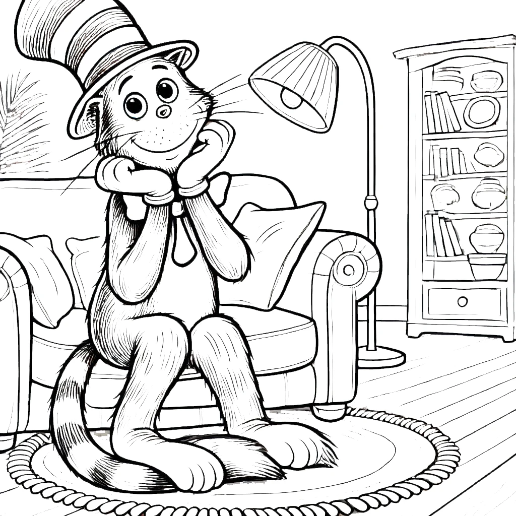 coloriage Le Chat chapeauté pour enfant de 3 ans