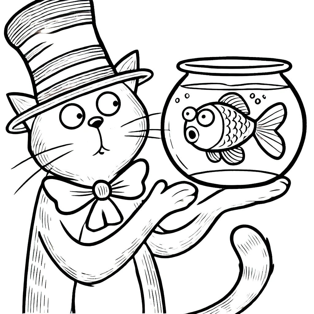 coloriage Le Chat chapeauté gratuit à imprimer