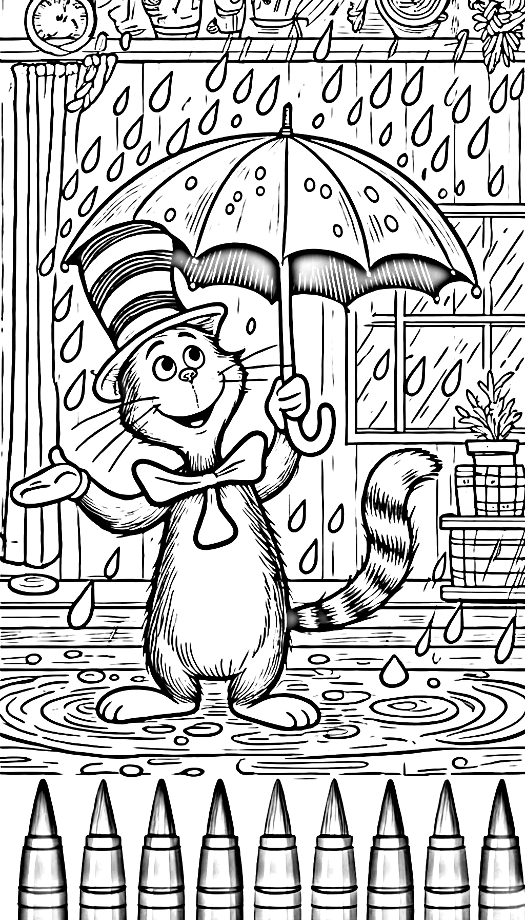 coloriage Le Chat chapeauté pour enfant de 10 ans