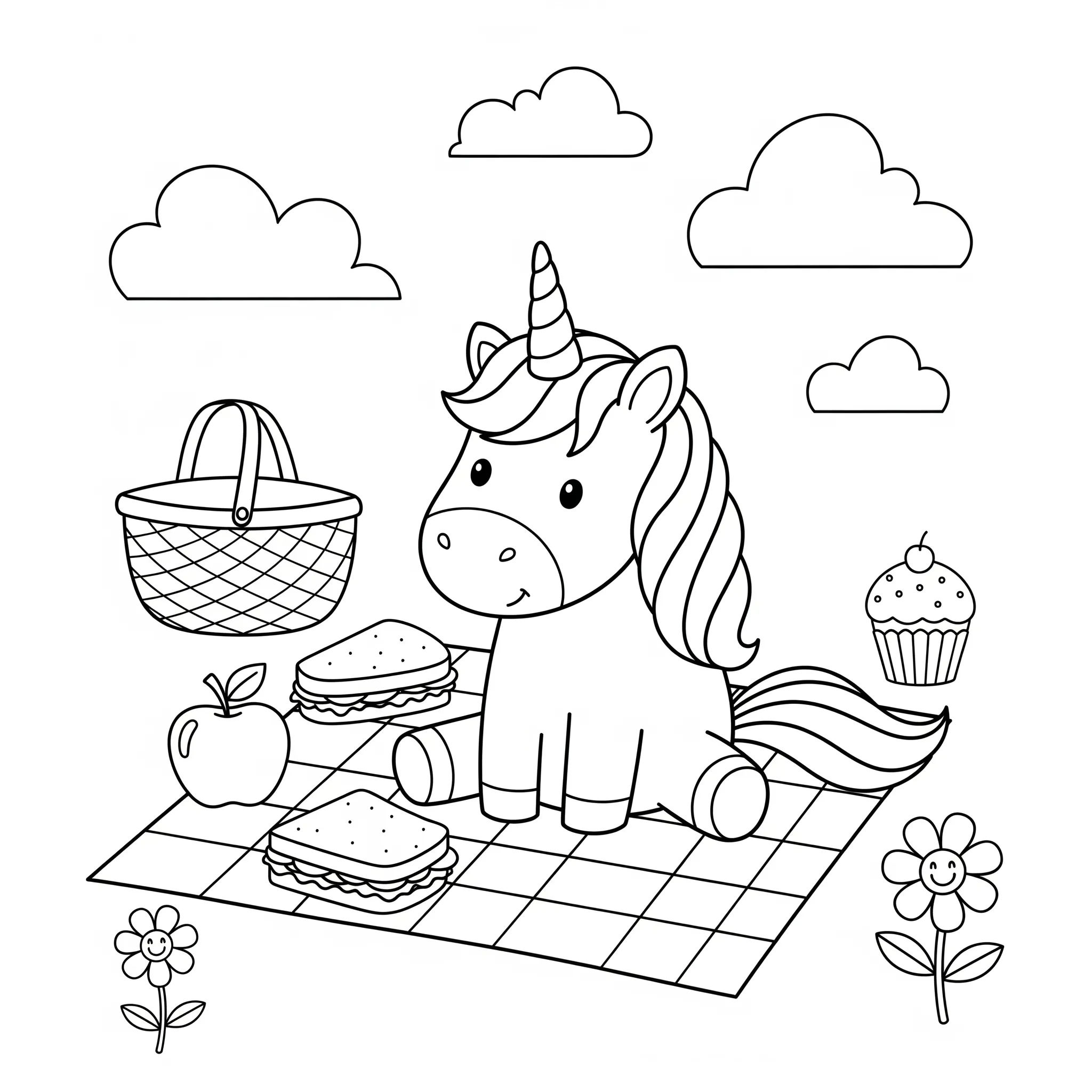 coloriage Le Pique nique des Licornes a telecharger