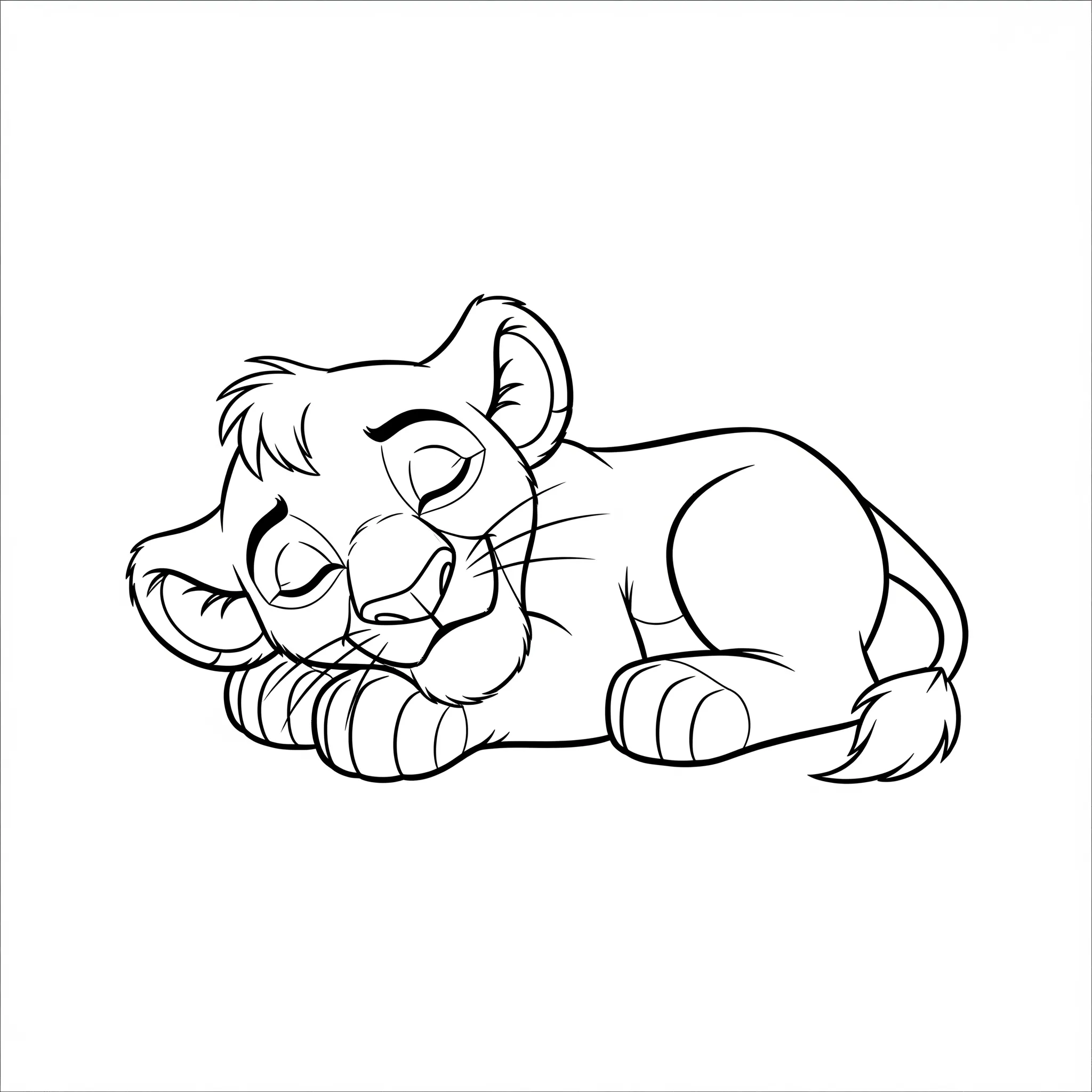 coloriage Le Roi Lion Bébé fait la sieste a imprimer gratuit