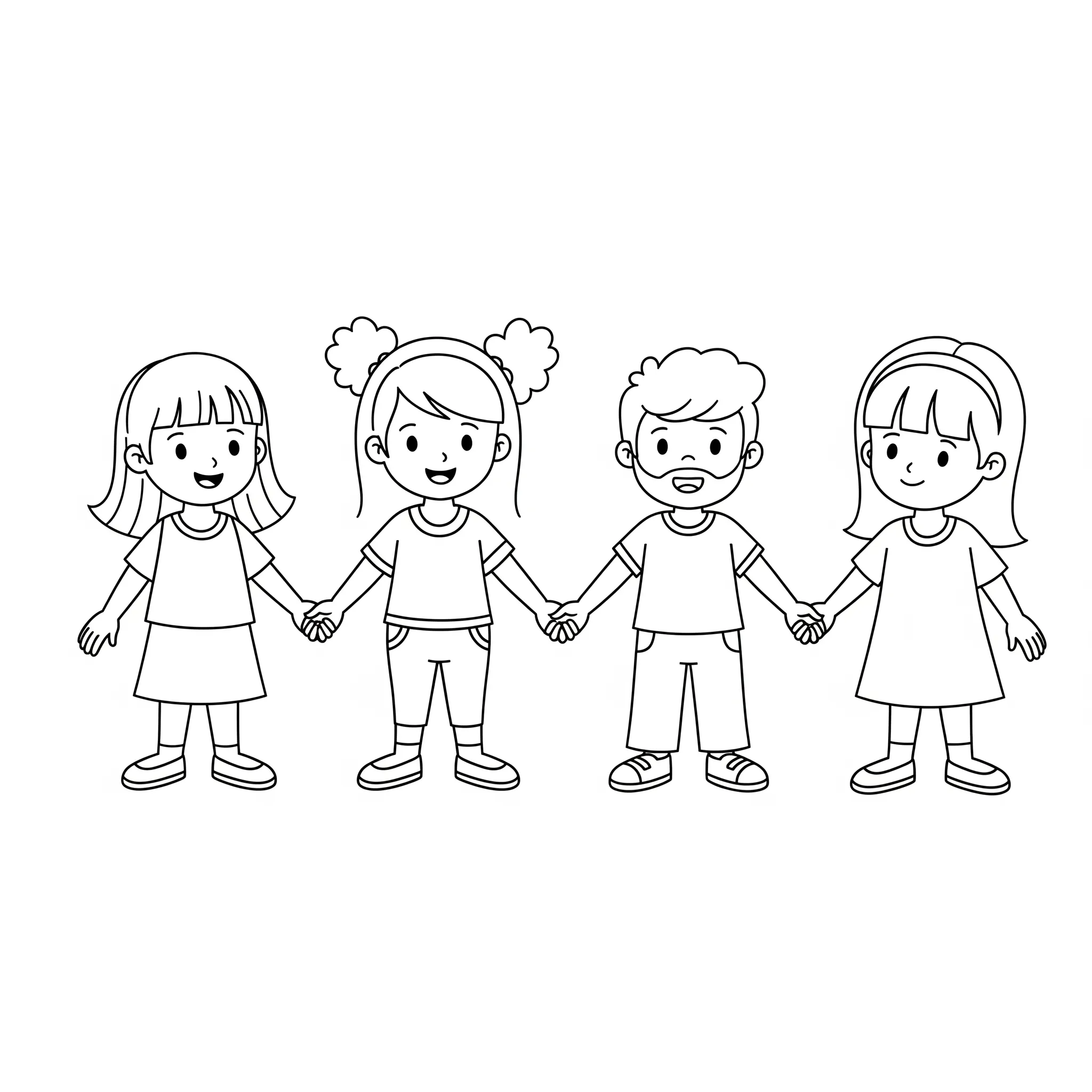 coloriage Les amis se tenant la main a colorier en ligne gratuitement