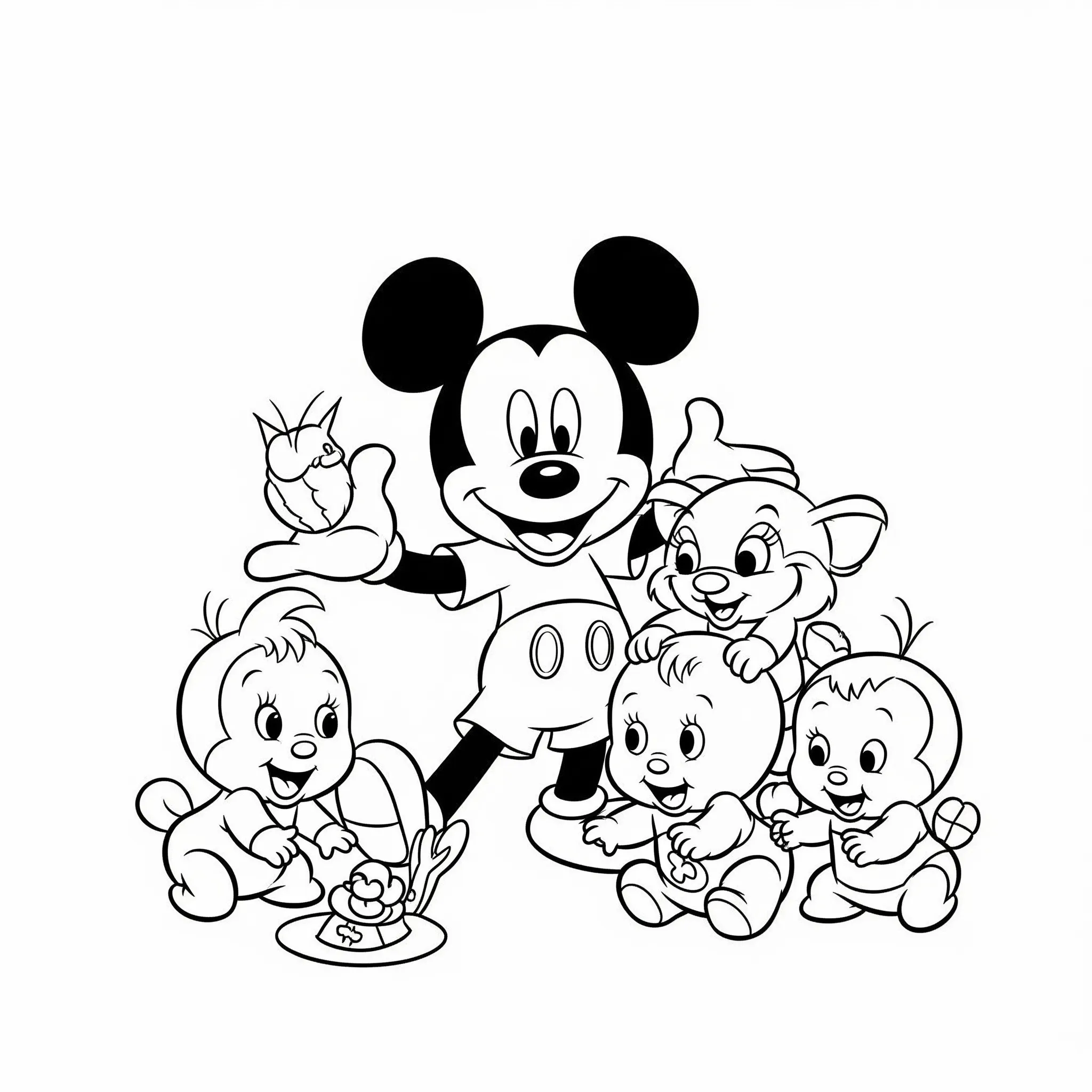 coloriage Mickey et ses amis bébés jouent ensemble à imprimer gratuitement