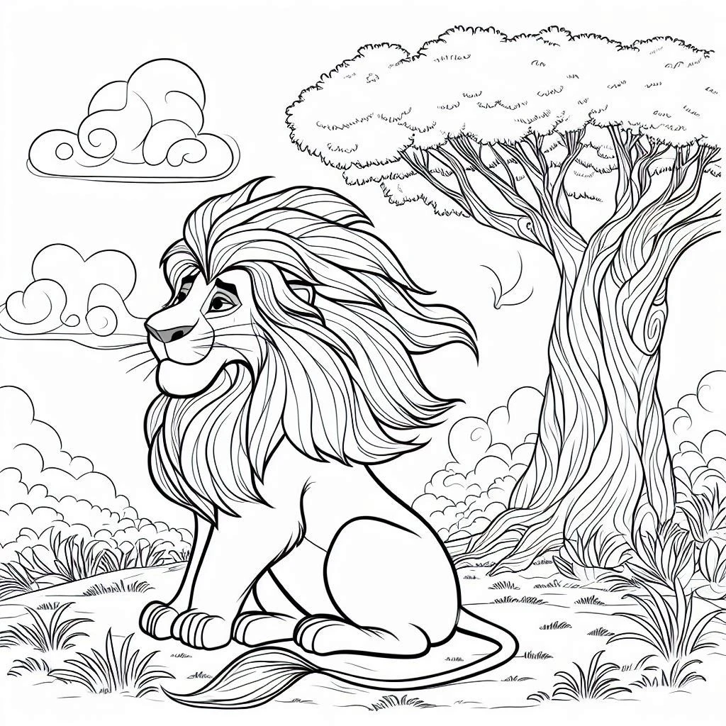 coloriage Mufasa pour enfant de 5 ans 1