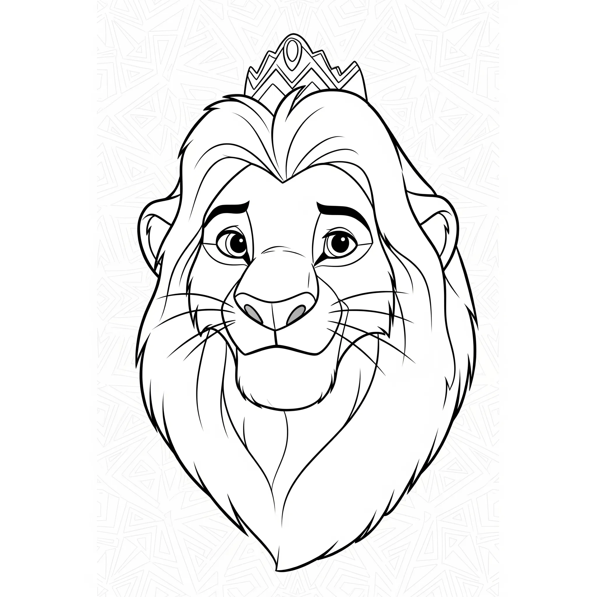coloriage Mufasa avec des motifs de la savane pour enfant de 2 ans