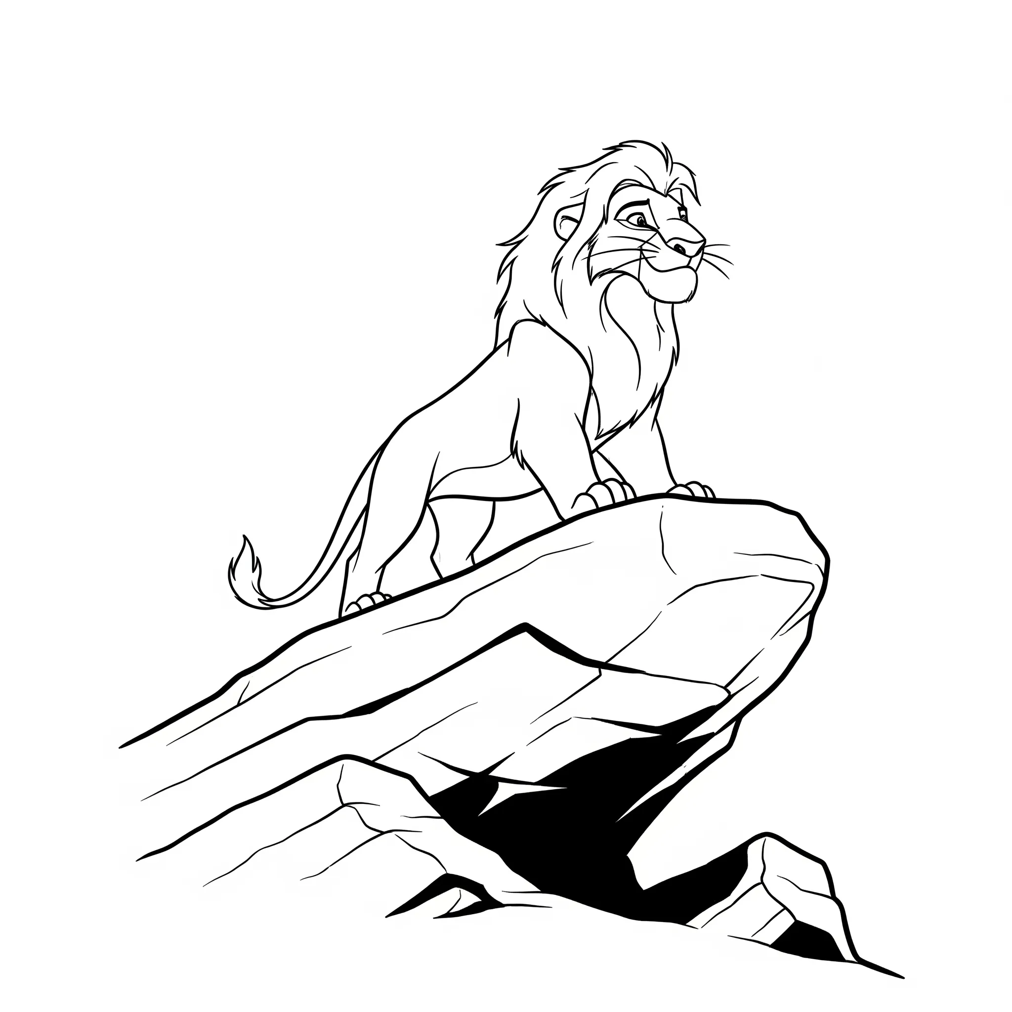 imprimer coloriage Mufasa sur le Rocher des Lions gratuit