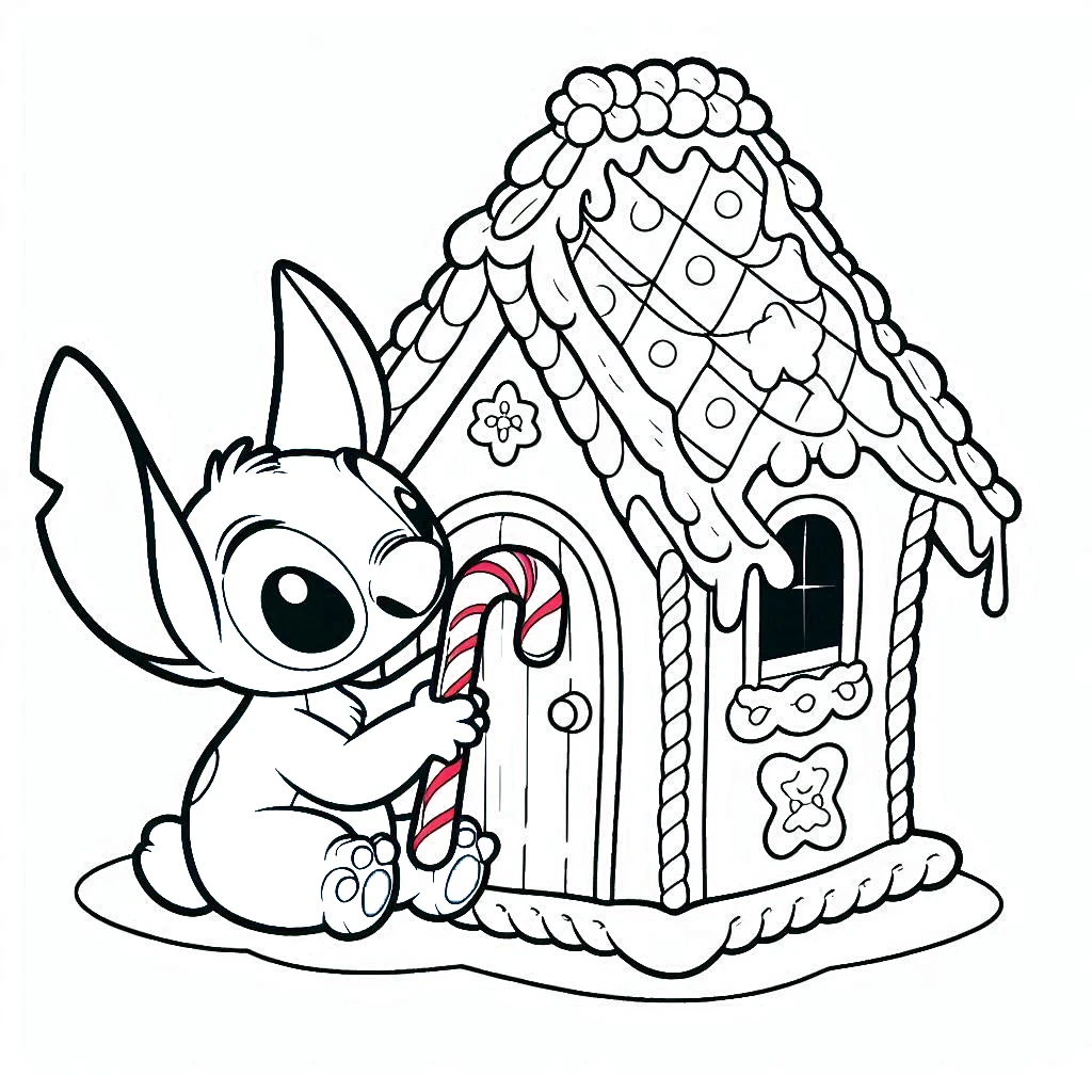 coloriage Noel Stitch a imprimer pour enfant de 4 ans