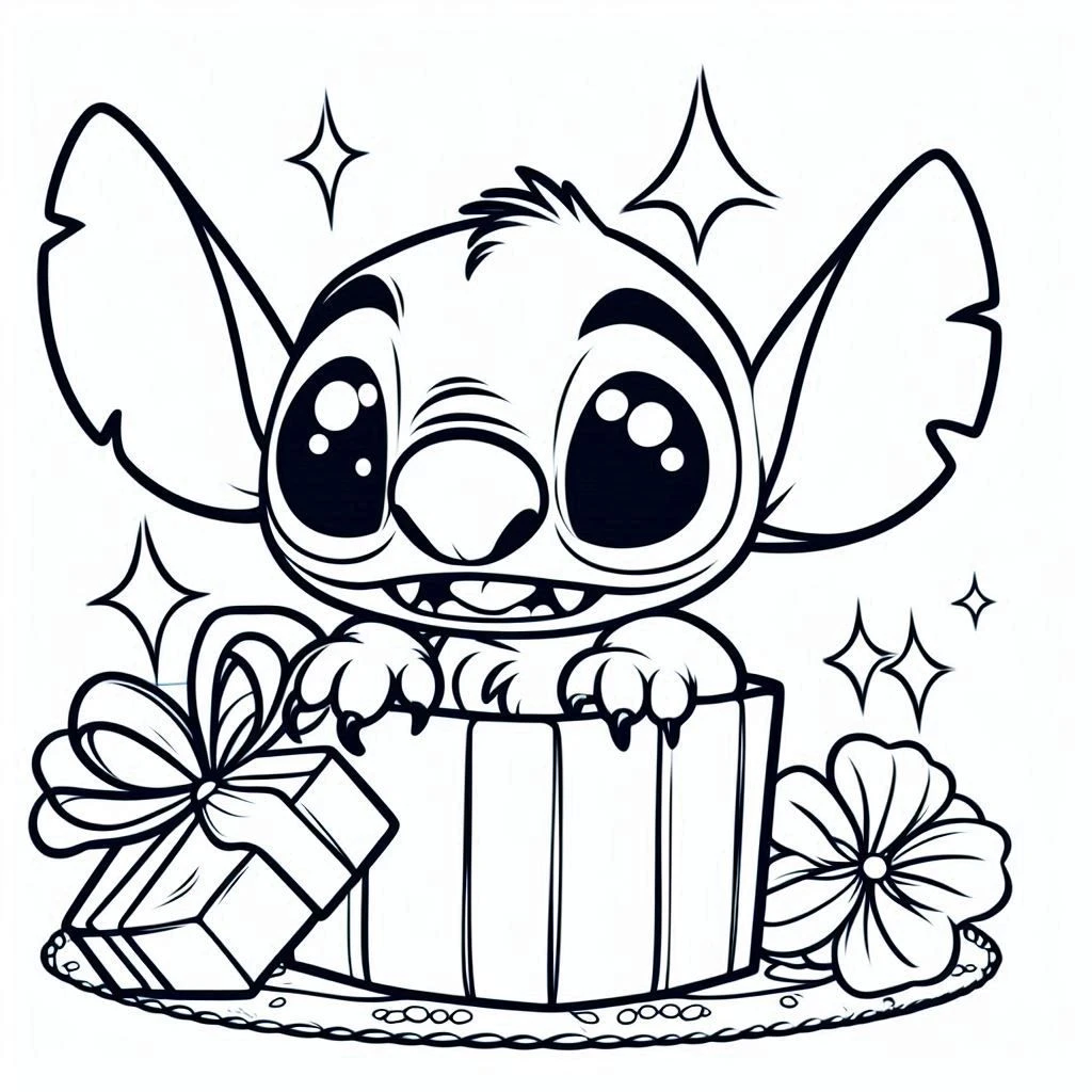 image de coloriage Noel Stitch pour enfant