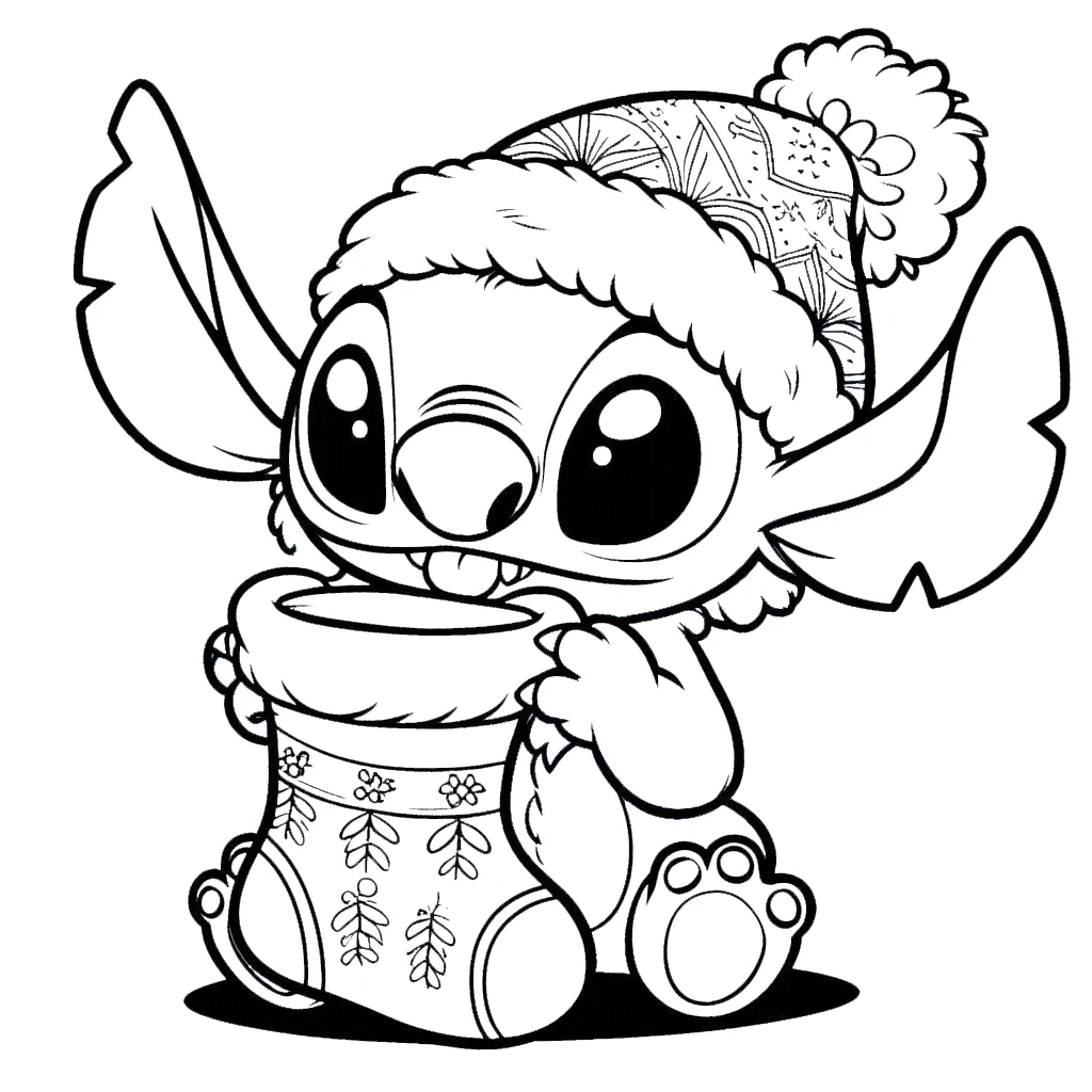 coloriage Noel Stitch pour enfant de 10 ans