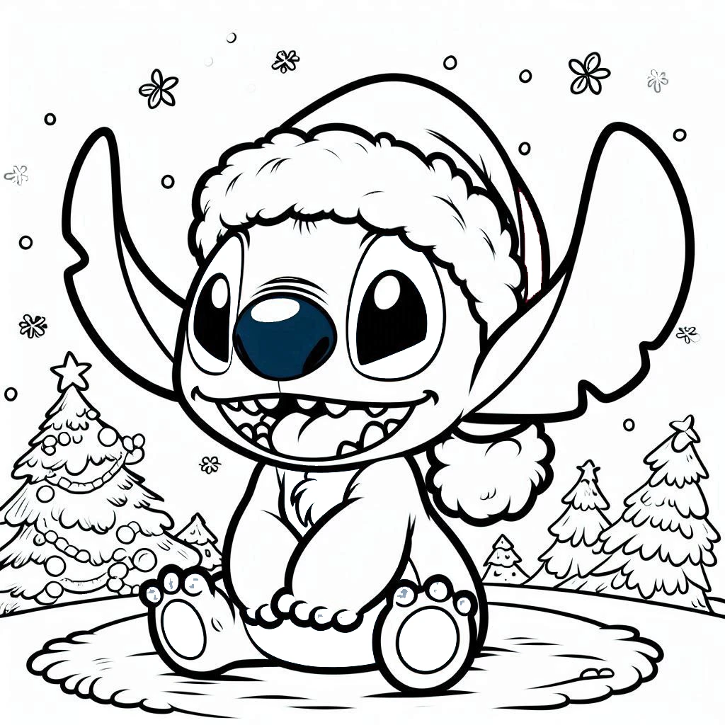 coloriage Noel Stitch pour enfant à imprimer 1