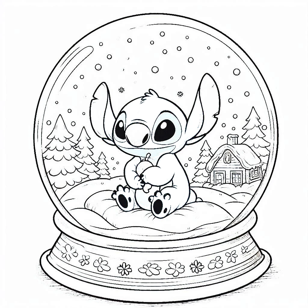 coloriage Noel Stitch a imprimer pour enfant de 4 ans 1