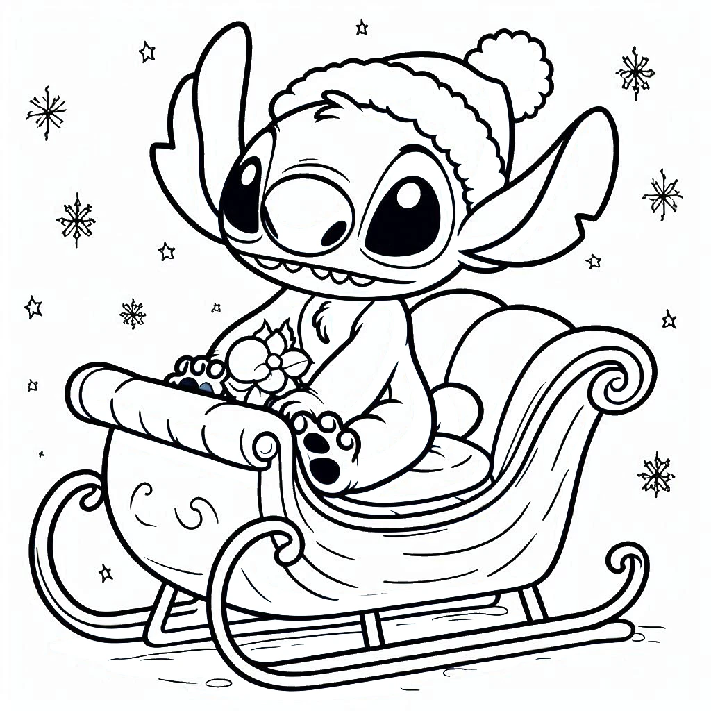 coloriage Noel Stitch pour enfant de 7 ans