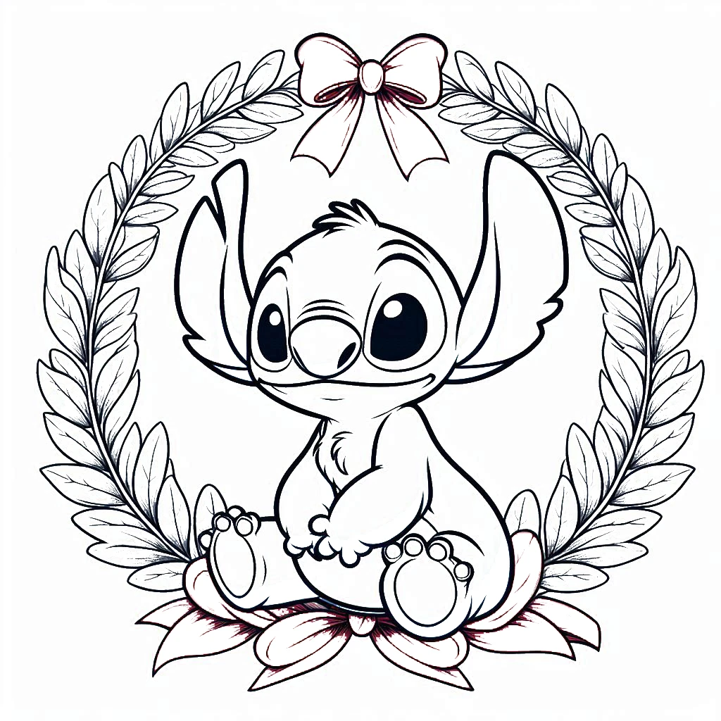 coloriage Noel Stitch pour enfant de 5 ans