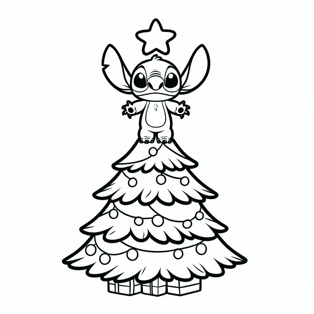 image de coloriage Noel Stitch pour enfant 2