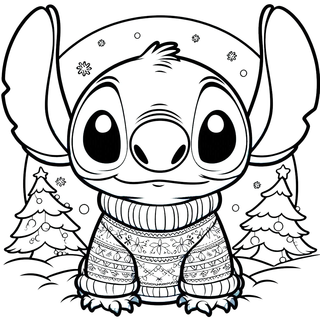 coloriage Noel Stitch pour enfant de 2 ans