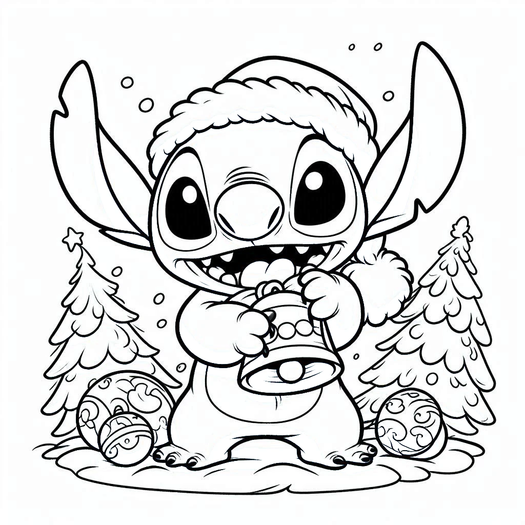 coloriage Noel Stitch à imprimer gratuit