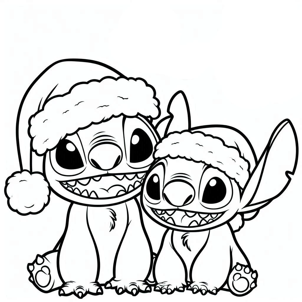 coloriage Noel Stitch à imprimer pour enfant de 12 ans