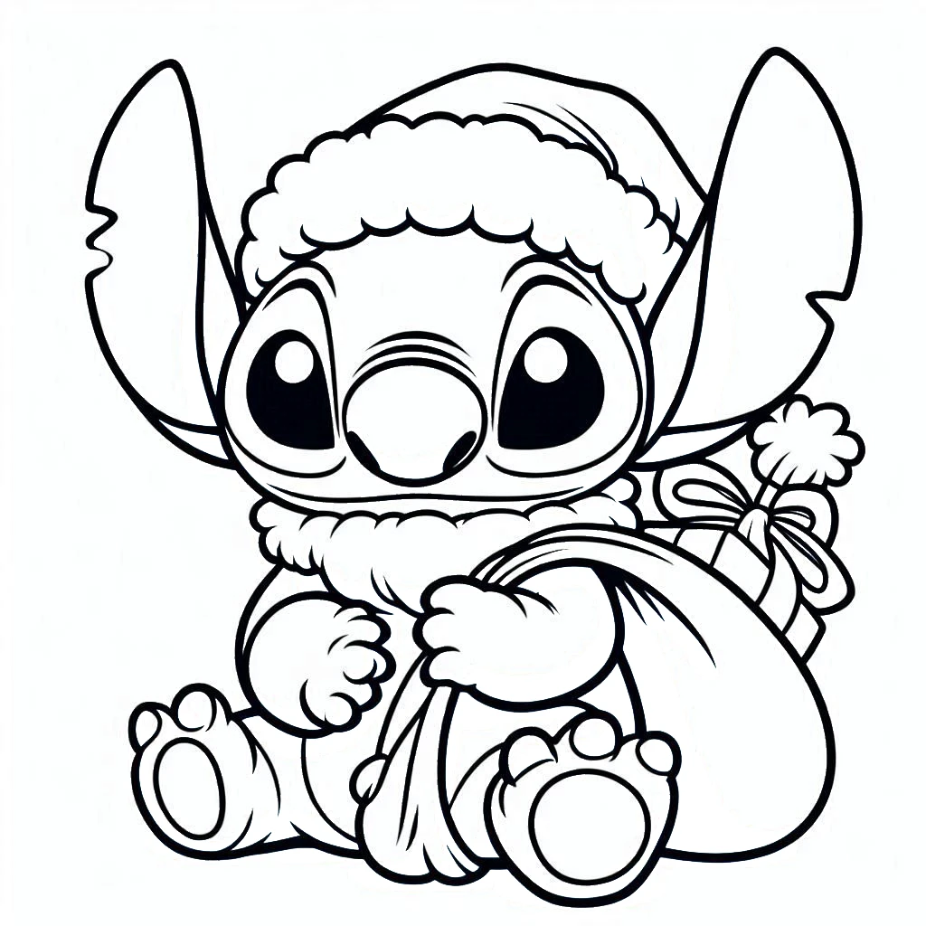 coloriage Noel Stitch à imprimer pour enfant de 2 ans