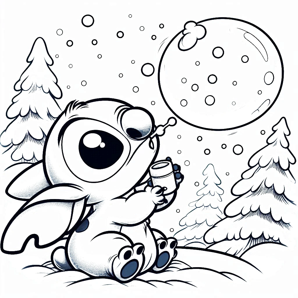 coloriage Noel Stitch pour enfants a imprimer gratuit