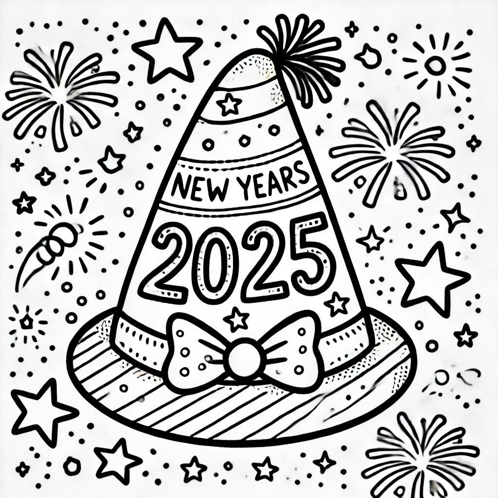 coloriage Nouvel An 2025 à imprimer pdf