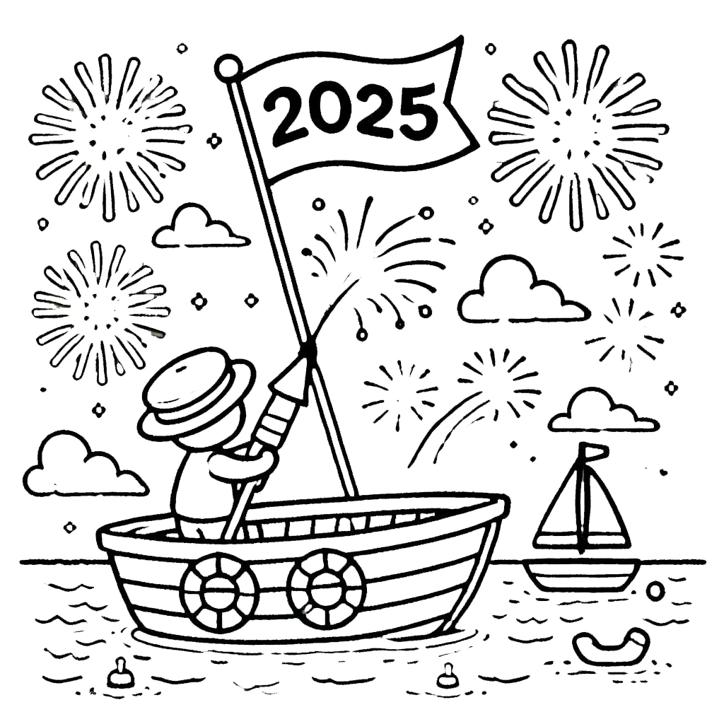 coloriage Nouvel An 2025 pour enfant de 8 ans