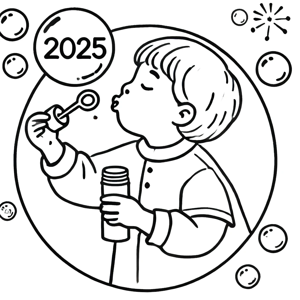 coloriage Nouvel An 2025 a colorier en ligne 1