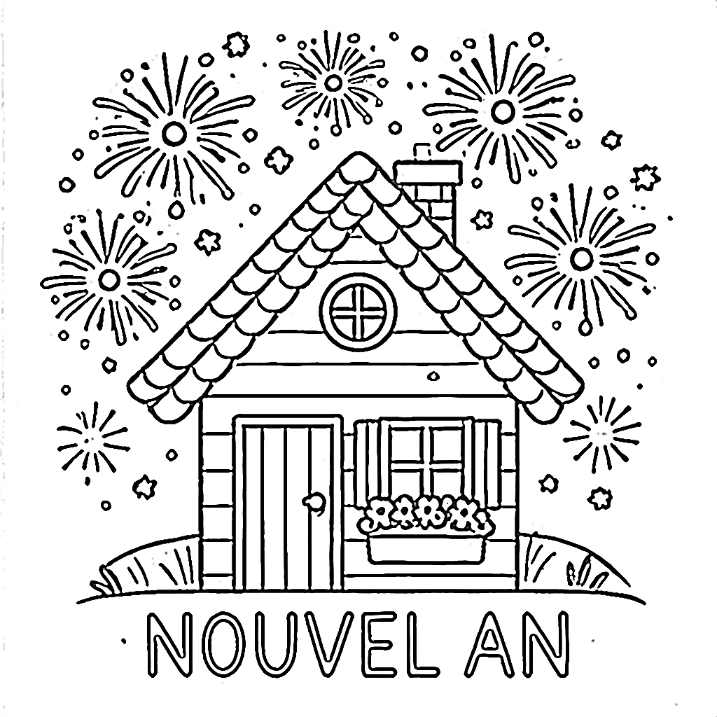 coloriage Nouvel An 2025 pour enfant de 6 ans 1