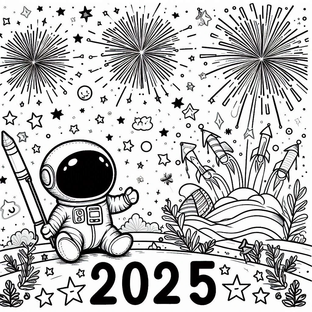 coloriage Nouvel An 2025 en ligne