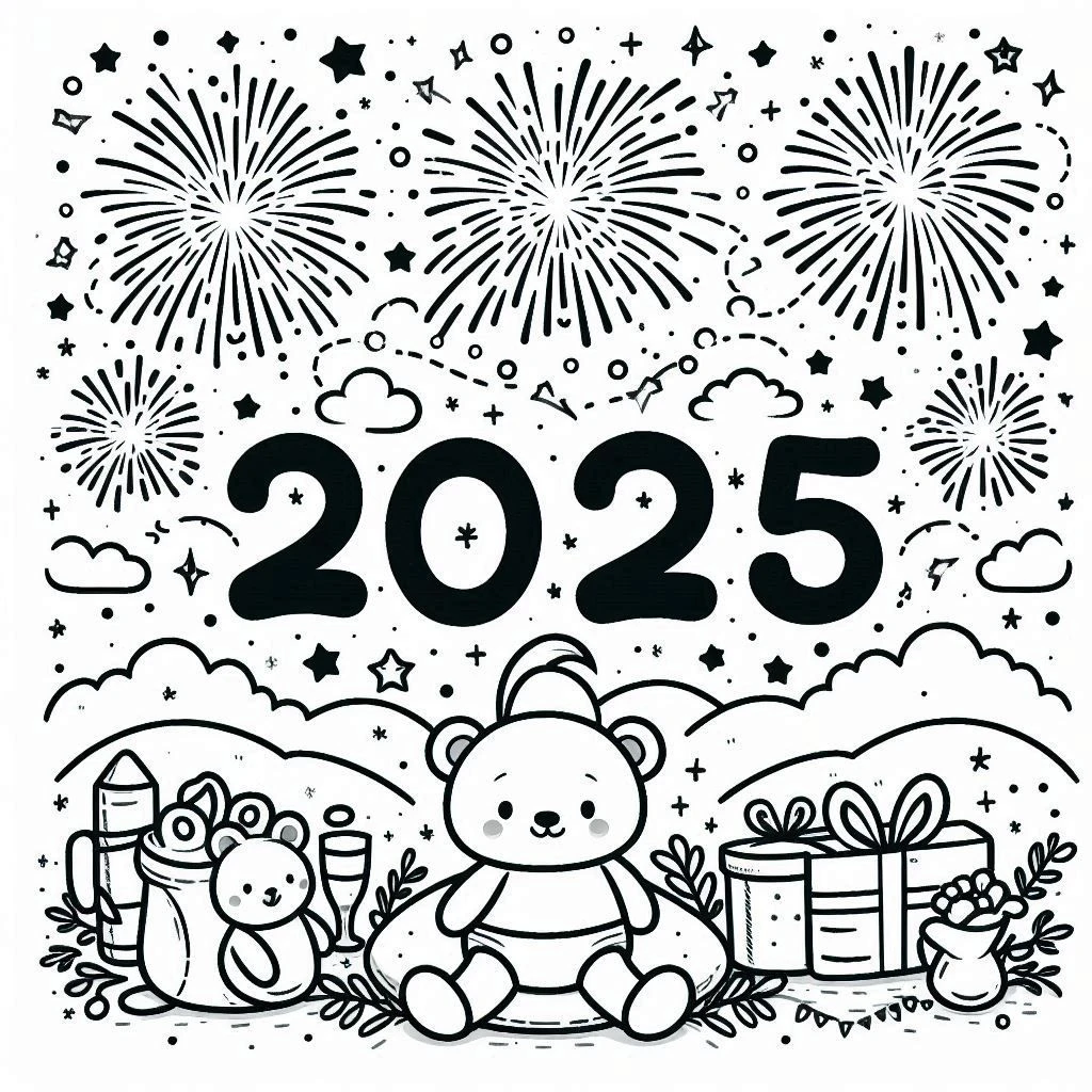 coloriage Nouvel An 2025 pour enfants