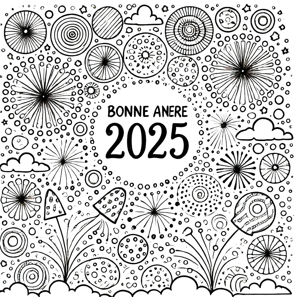 coloriage Nouvel An 2025 à imprimer pdf gratuit