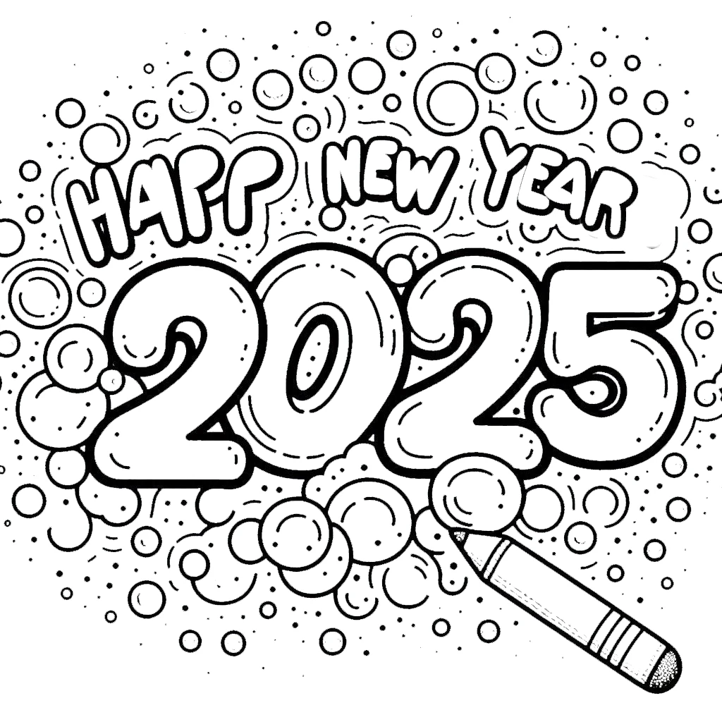 coloriage Nouvel An 2025 en ligne 1