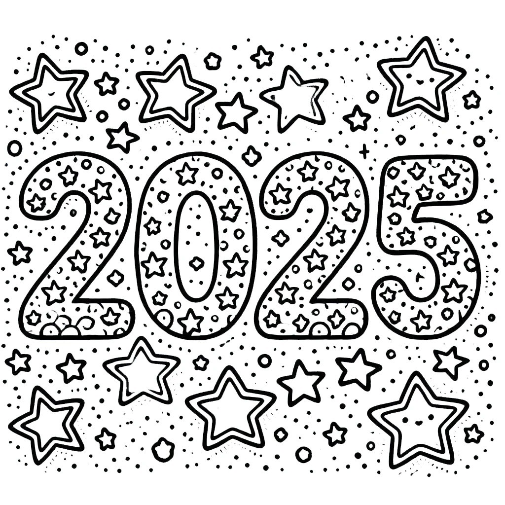 coloriage Nouvel An 2025 a colorier en ligne gratuitement