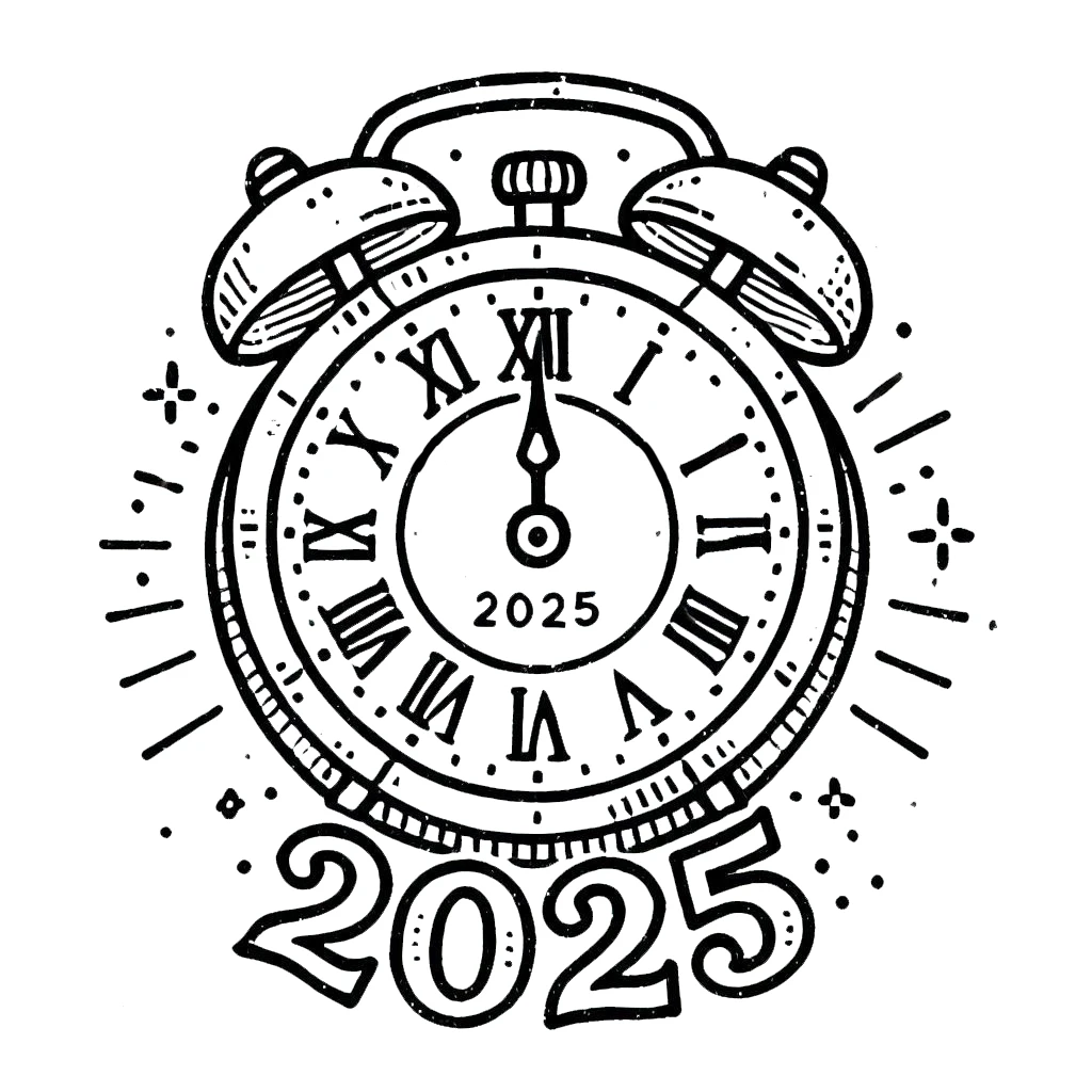 coloriage Nouvel An 2025 pour enfant de 10 ans 1