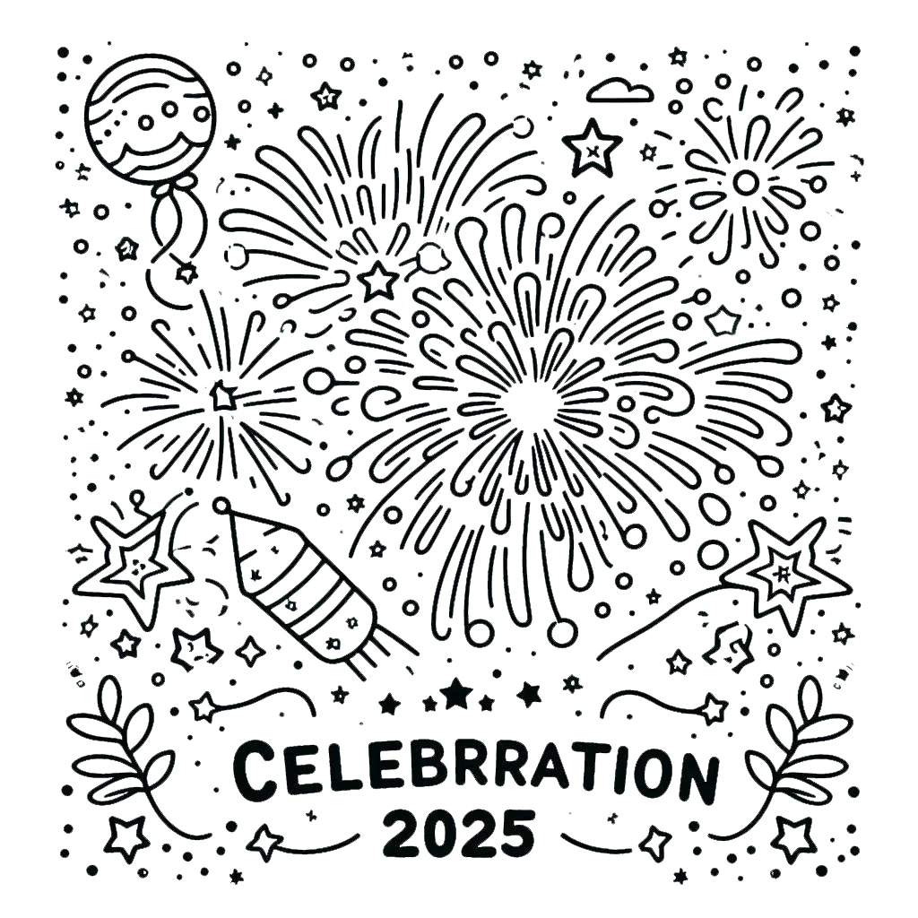 coloriage Nouvel An 2025 à imprimer gratuitement